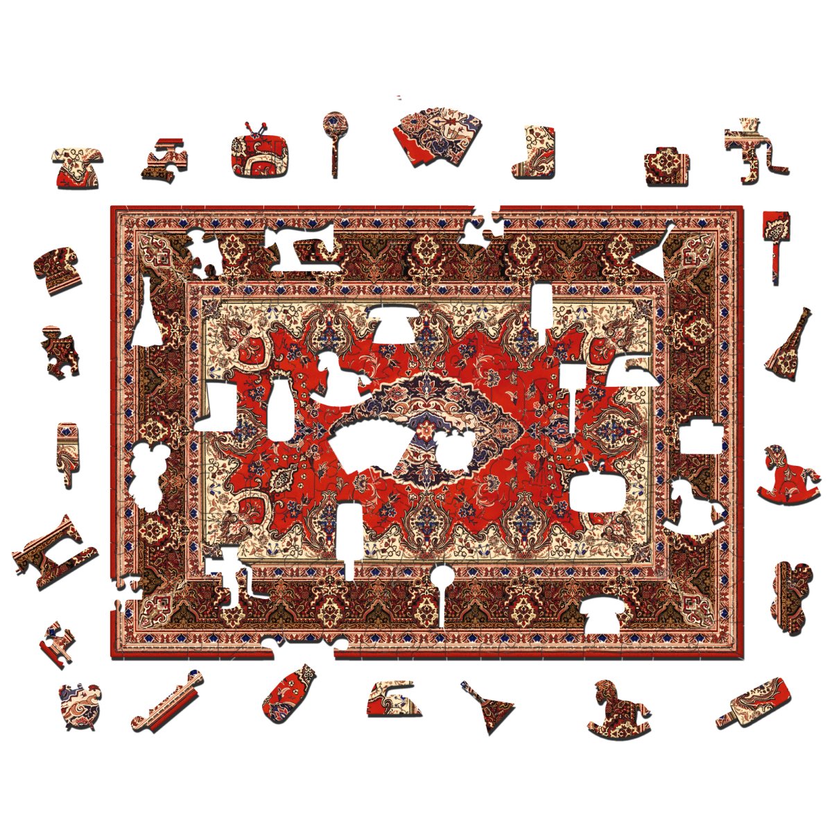 Деревянный фигурный пазл EWA Бабушкин ковер 39x28 см