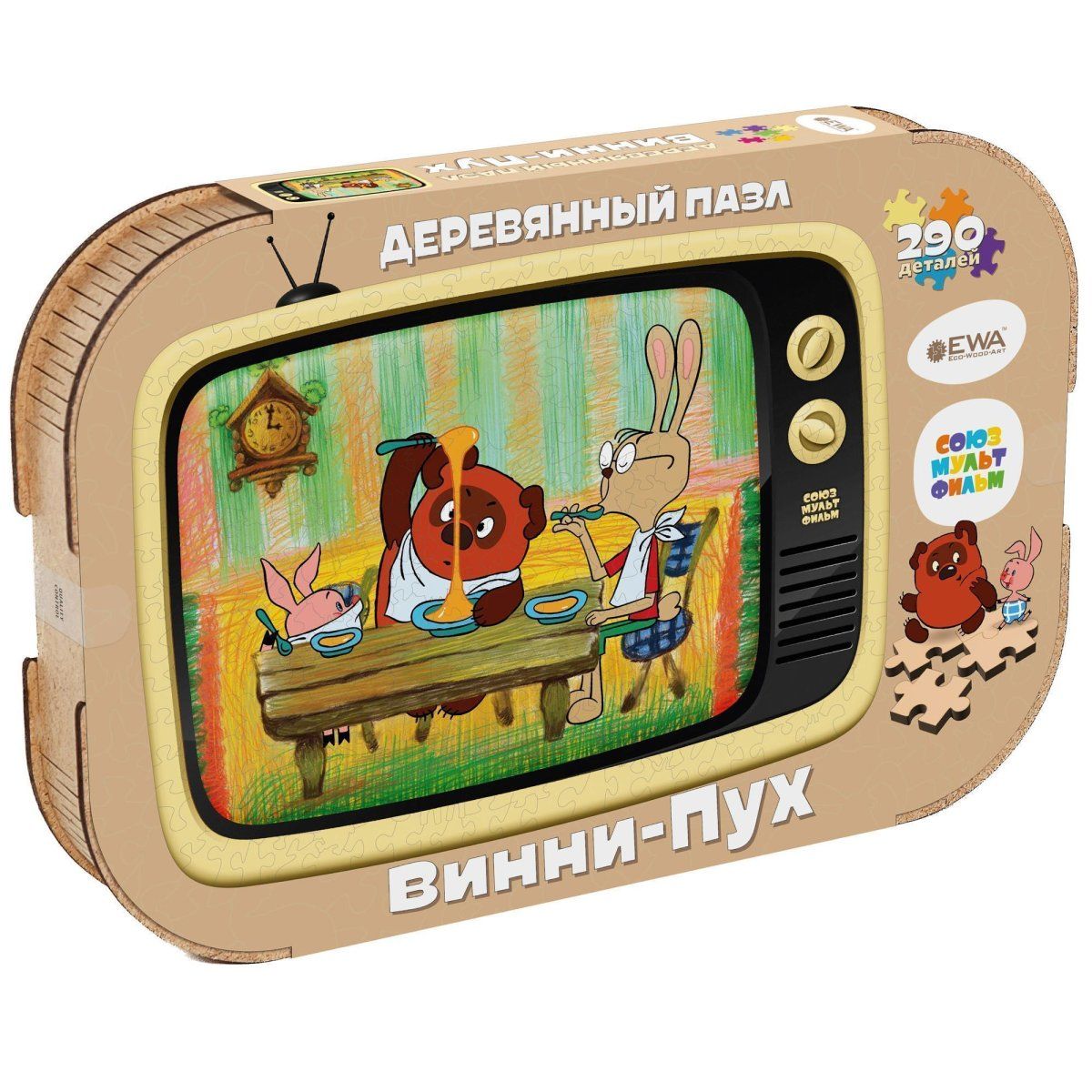 Деревянный 3D пазл Винни-Пух 40x29 см