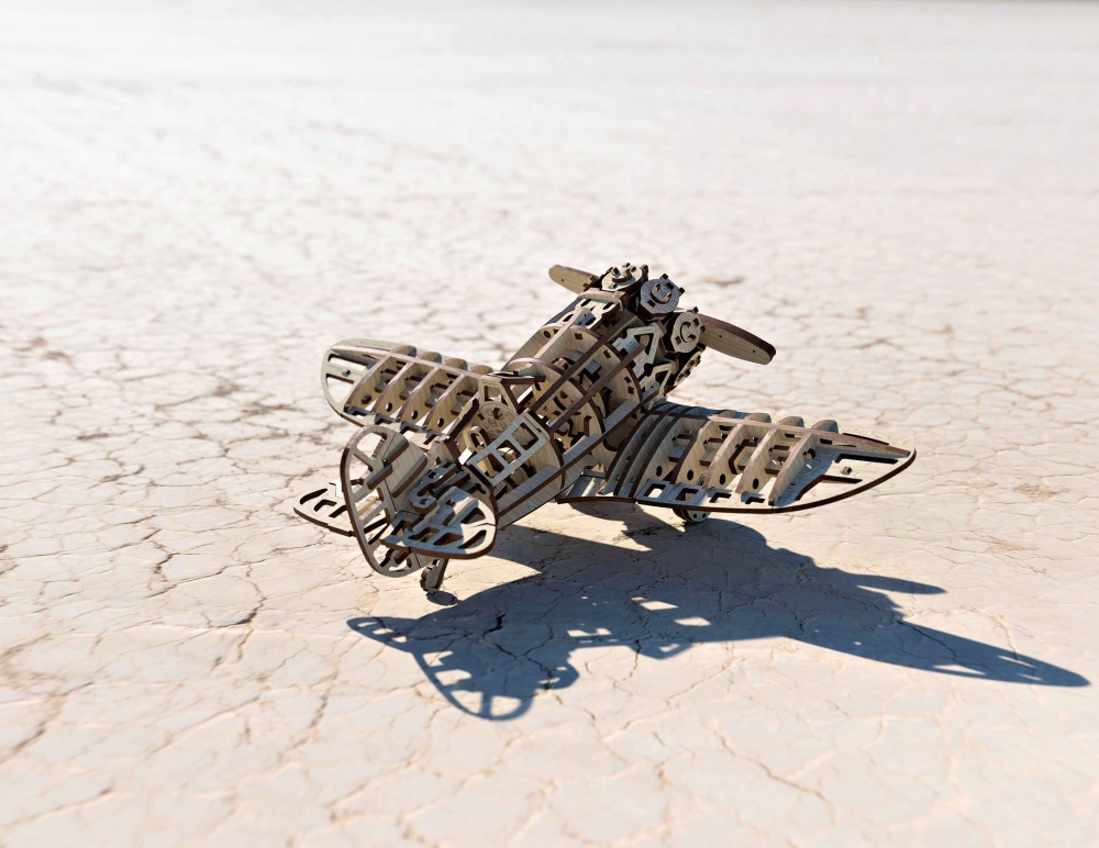Конструктор деревянный 3D EWA Самолет с мотором