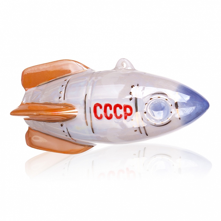 Елочная игрушка Ракета (белый)