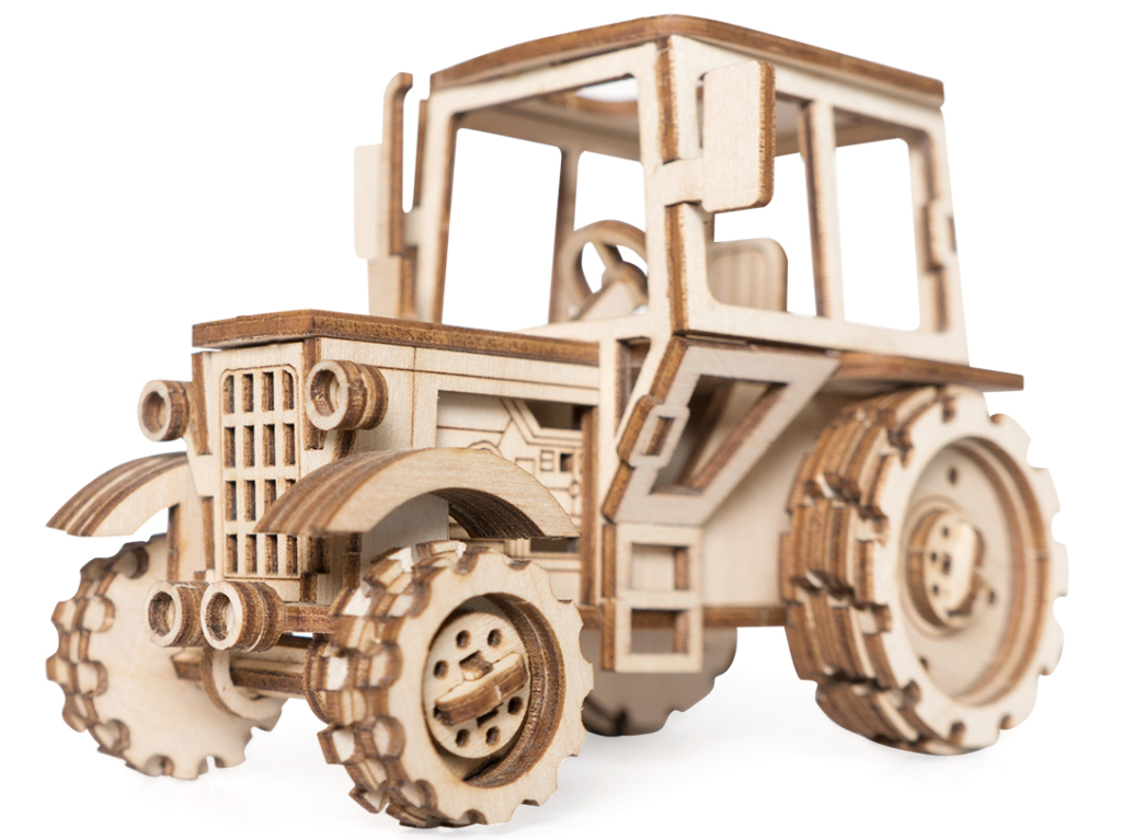 Конструктор 3D деревянный подвижный Lemmo Трактор