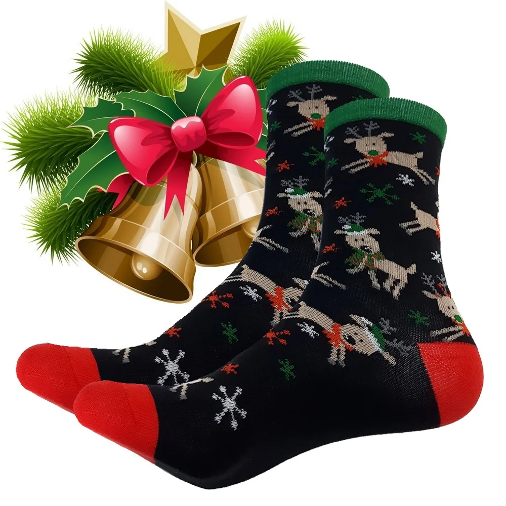 Носки Рудольф в шапке эльфа (черный), 36-40 (48393)