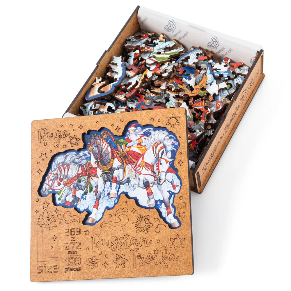 Деревянный пазл Тройка 37х27 см, 199 деталей