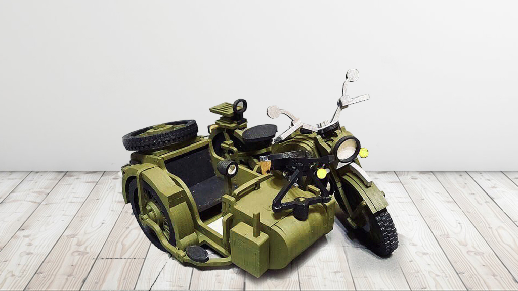 Сборная модель из дерева Lemmo Мотоцикл с коляской УРАН