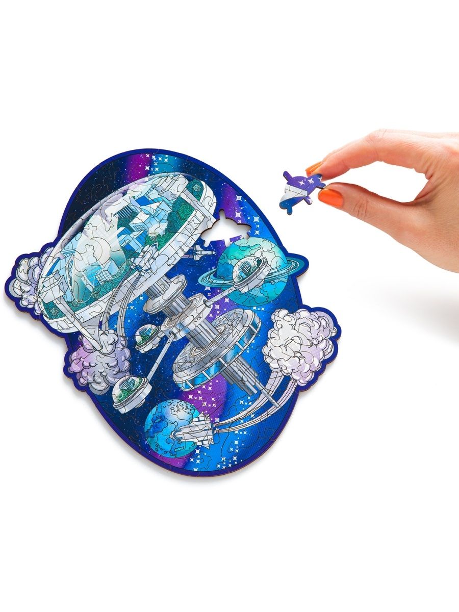 Деревянный пазл Космическая Станция Т 