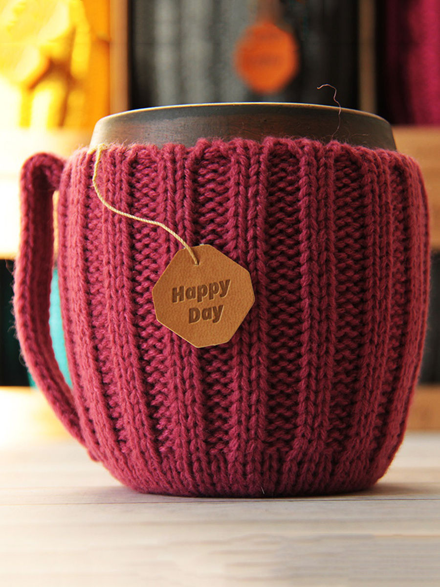 Вязаная кружка Розовый чай