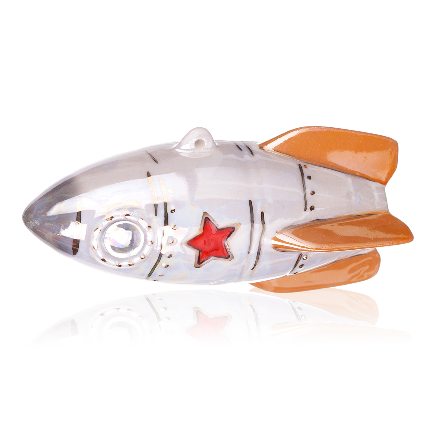 Елочная игрушка Ракета (белый)