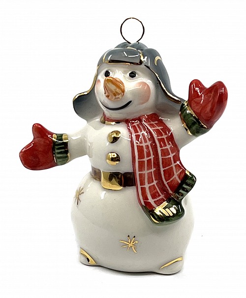 Елочная игрушка Снеговик в шапке (красный)