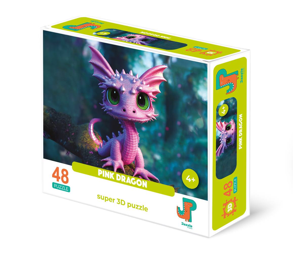 Пазл 3D Розовый дракон, 48 деталей (12017)
