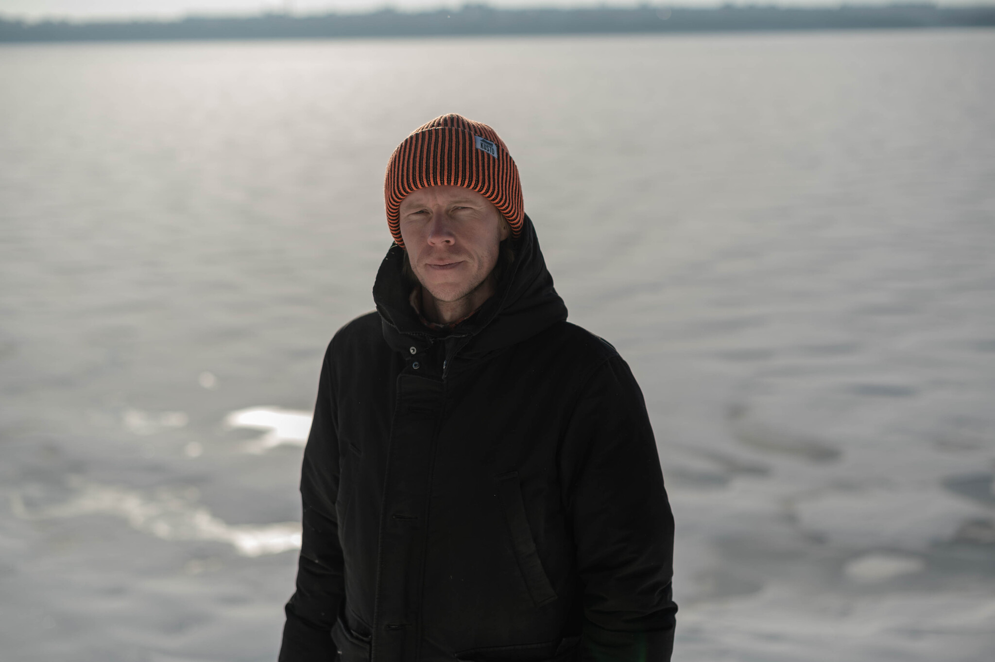 Шапка Kusto Stripes 3 (Черный + Оранжевый)