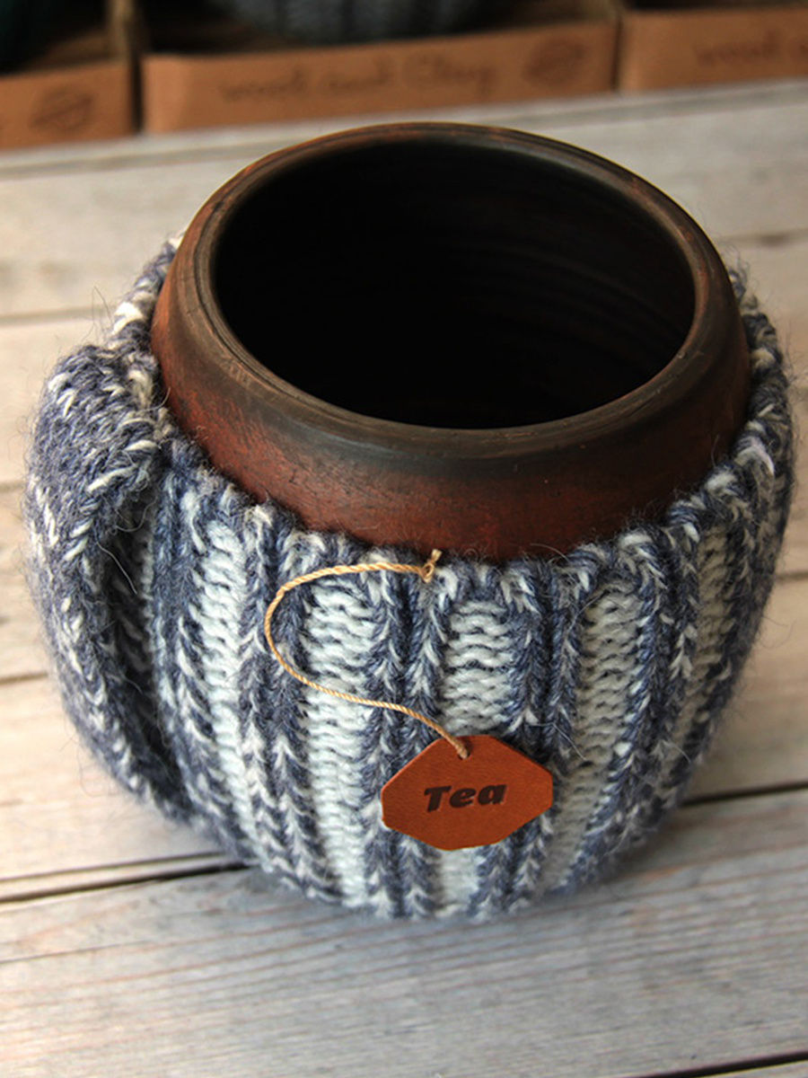 Вязаная кружка Лаванда