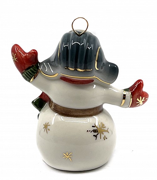 Елочная игрушка Снеговик в шапке (красный)