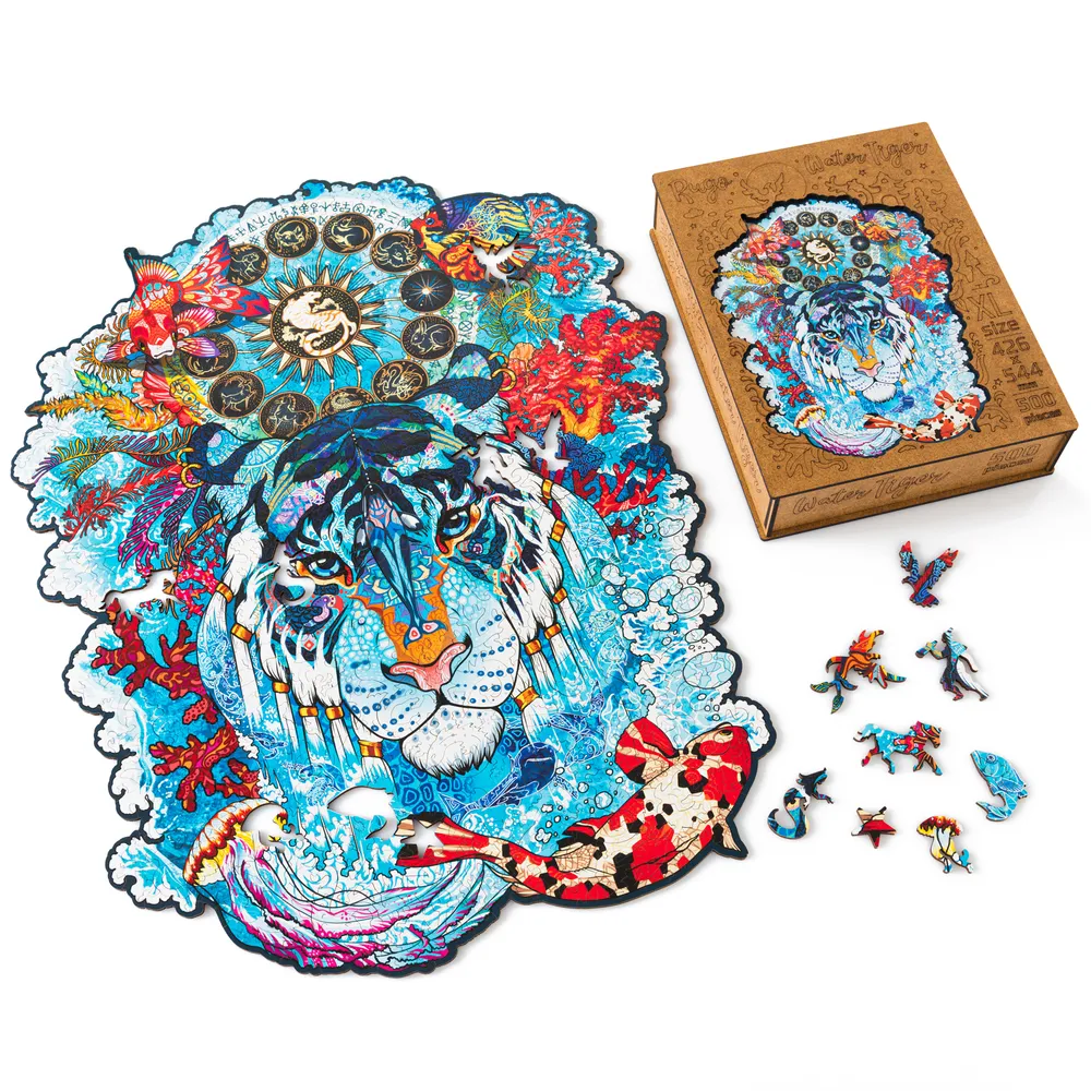 Деревянный пазл Водяной Тигр XL 43х54 см, 500 деталей