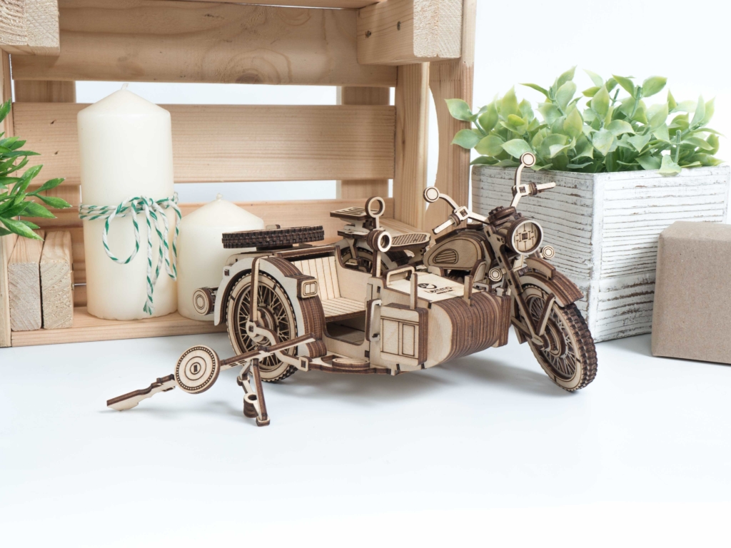 Сборная модель из дерева Lemmo Мотоцикл с коляской УРАН