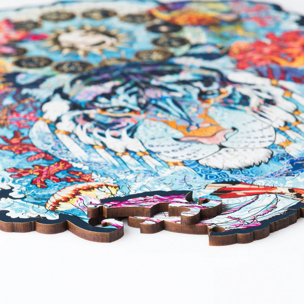 Деревянный пазл Водяной Тигр S 18х23 см, 109 деталей WTigerS