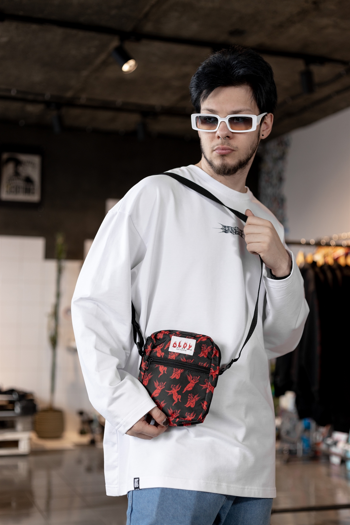 Сумка-мессенджер Oldy (черный, ангелы)