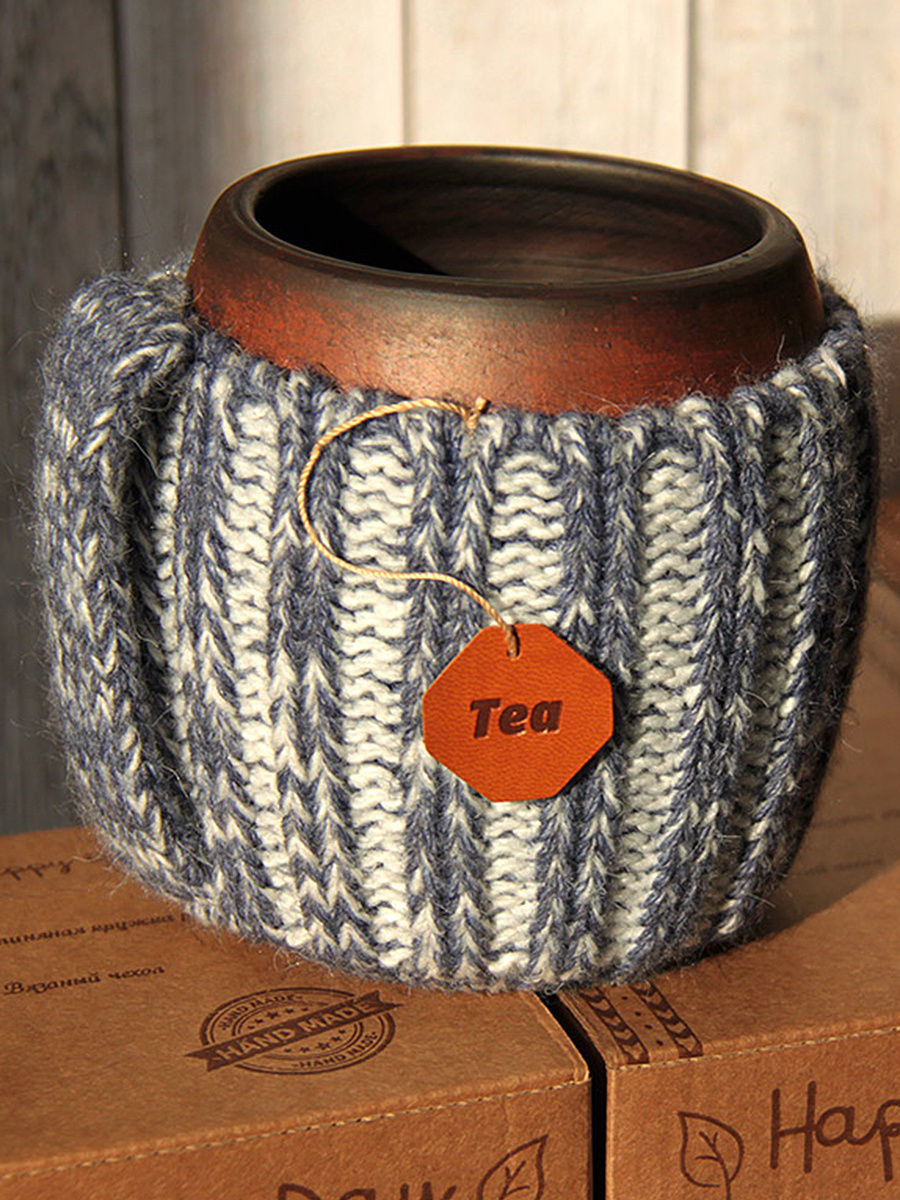 Вязаная кружка Лаванда