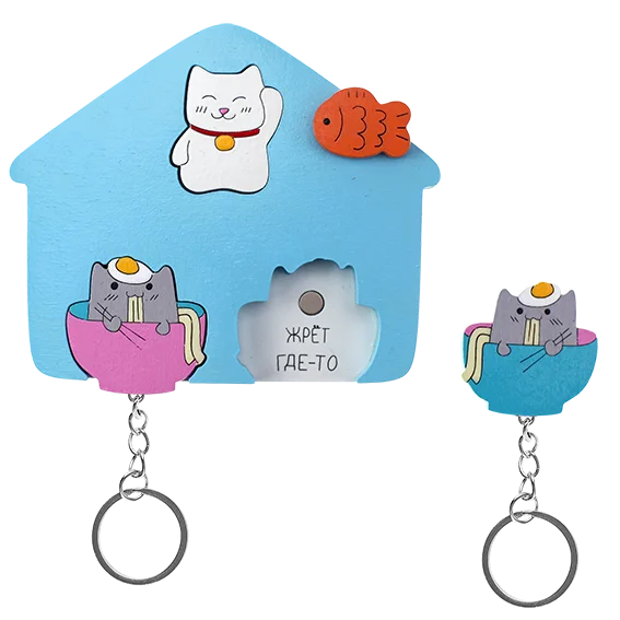 Ключница двойная Котик-рамен