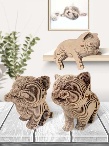 Картонный 3D конструктор Qbrix - Еще три котика