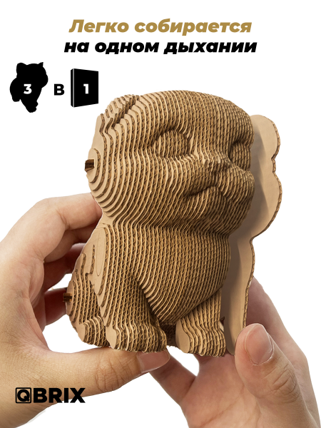 Картонный 3D конструктор Qbrix - Три котика и глазки