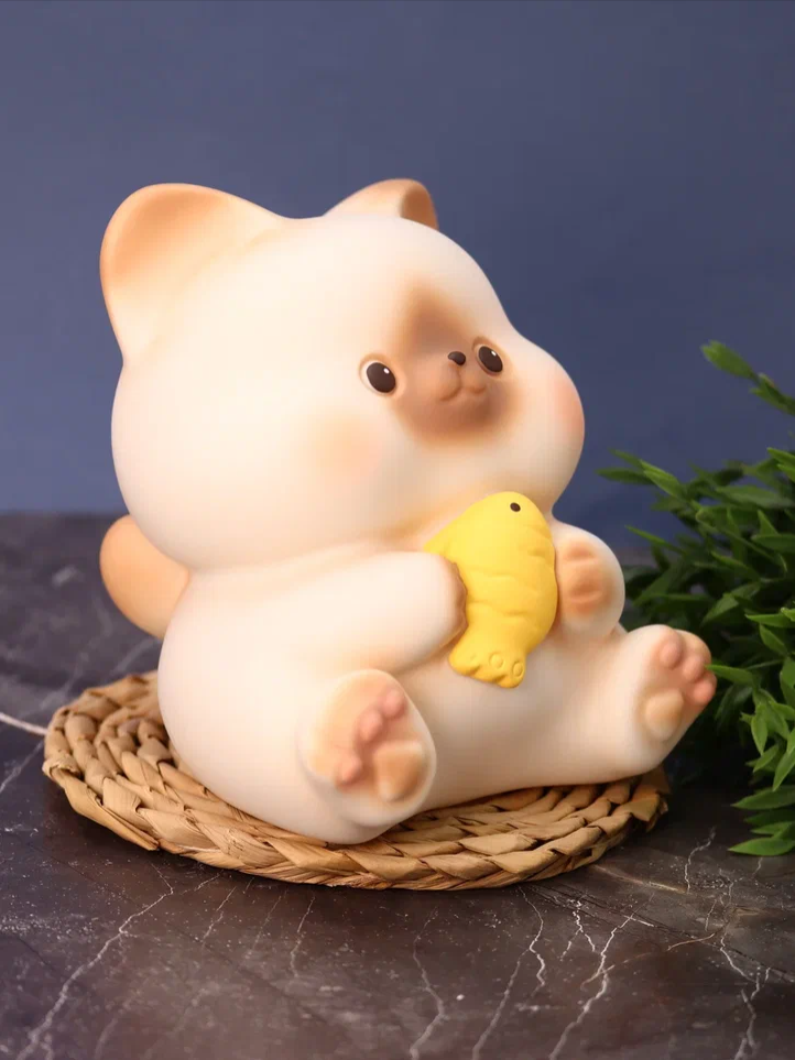 Копилка Cat with fish 17 см