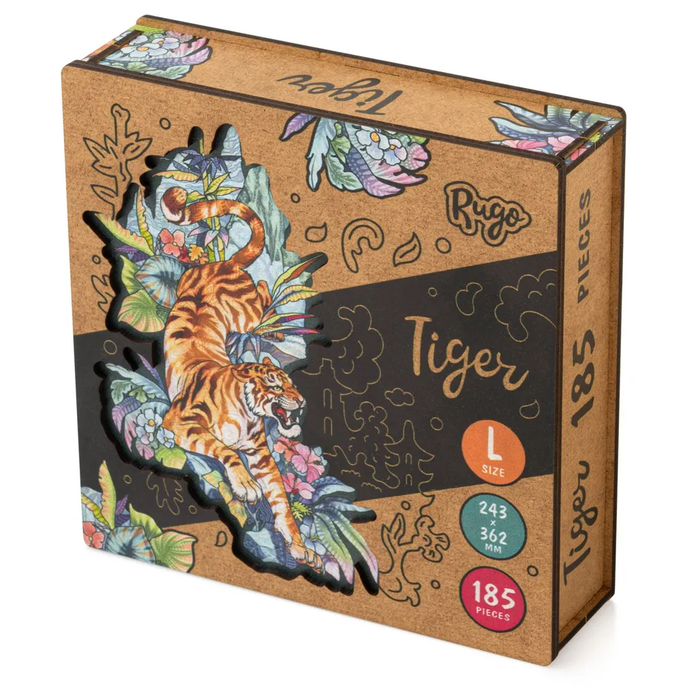 Деревянный пазл Тигр 24х36 см, 185 деталей