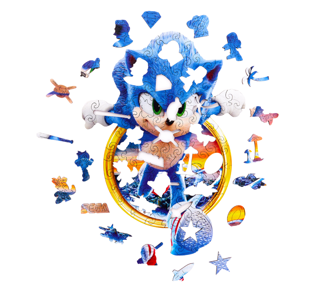 Деревянный пазл Соник