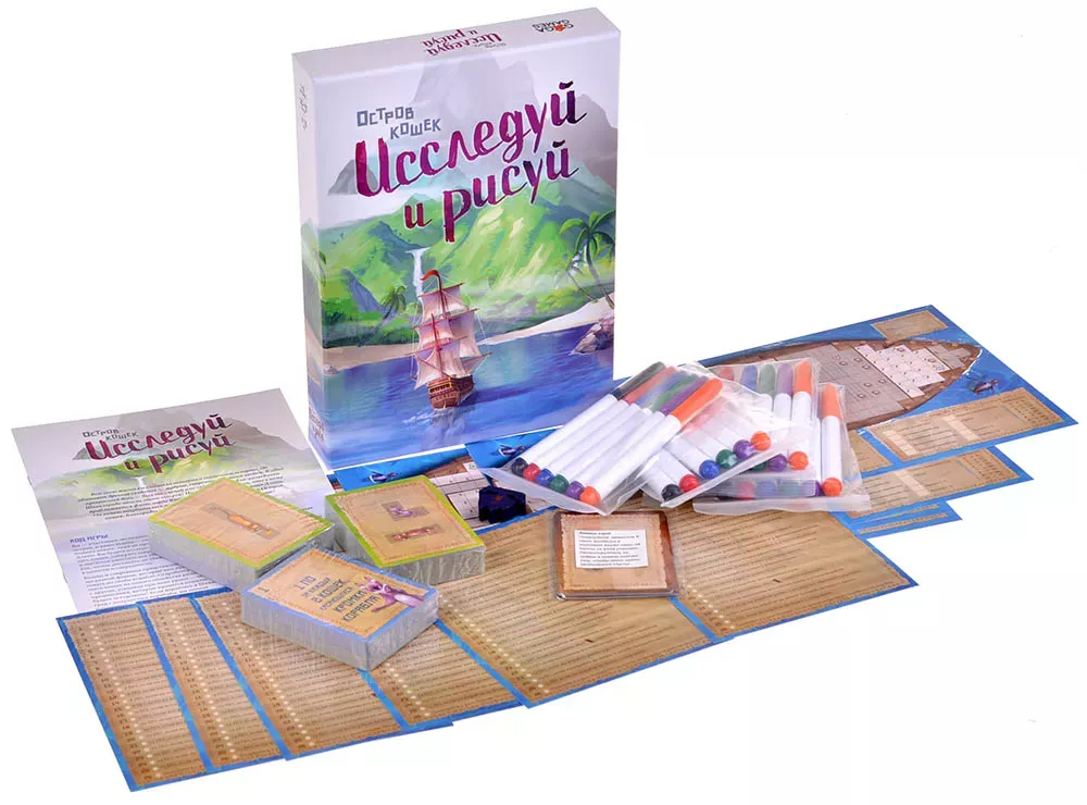 Настольная игра Остров кошек. Исследуй и Рисуй