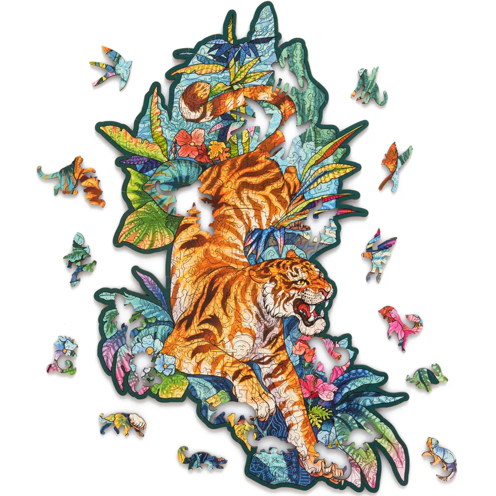 Деревянный пазл Тигр 24х36 см, 185 деталей