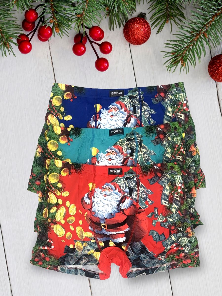 Трусы в банке мужские Счастливые новогодние XL