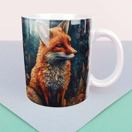 Кружка Лиса в акварельном лесу (белая), 330 мл. (14305)