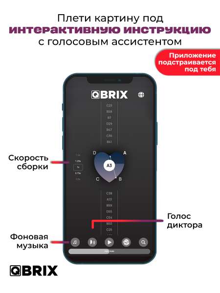 Картина нитями по фото Qbrix Сердечко