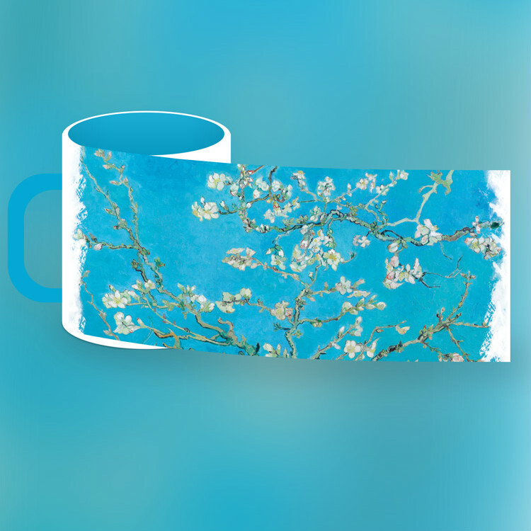 Кружка Цветущие ветки миндаля (голубая) 330 мл.(18112)