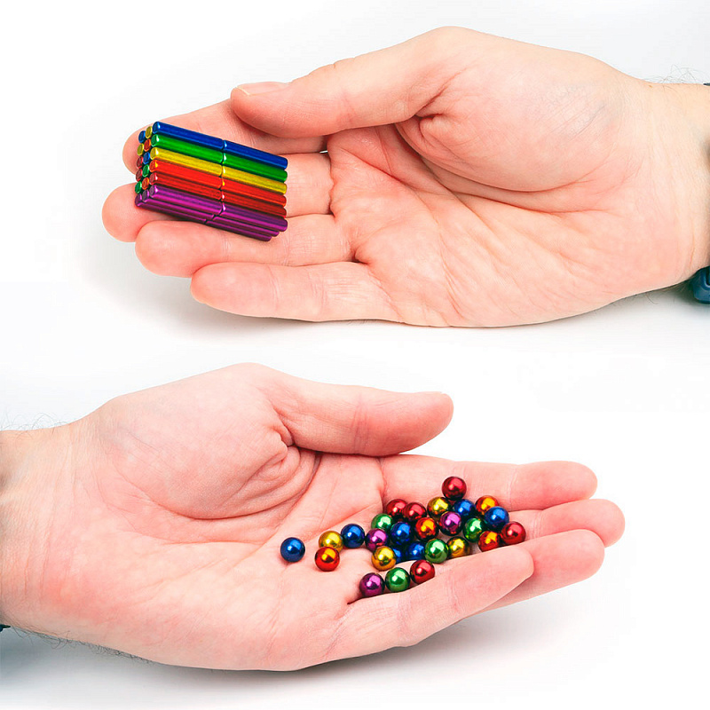 Магнитный конструктор мини Шарики и Цилиндры, цветной