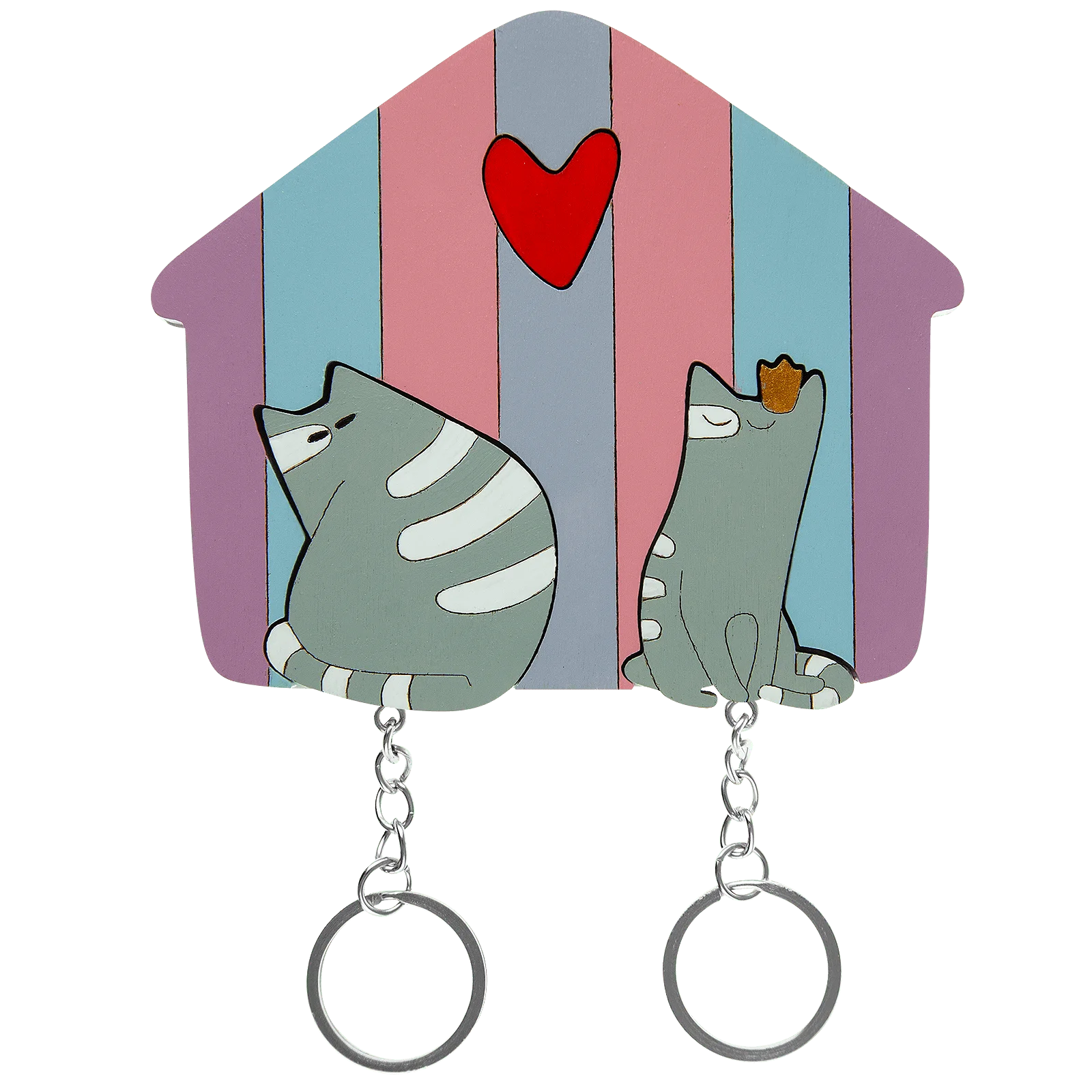 Ключница двойная Полосатые коты