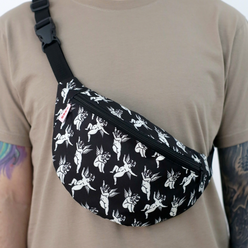 Поясная сумка Oldy (черный, белый ангел)