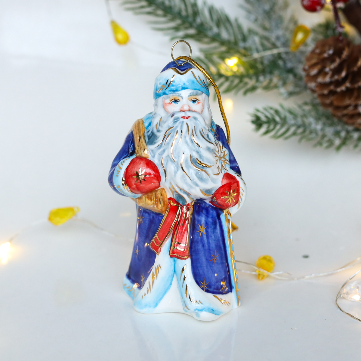 Елочная игрушка Дед мороз (синий)