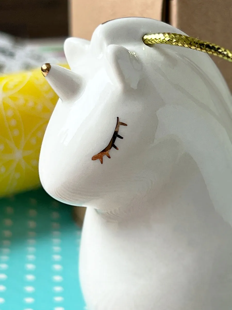 Елочная игрушка Единорог белый