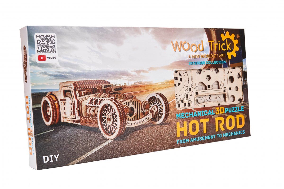 Механический 3D-пазл из дерева Wood Trick Хот Род