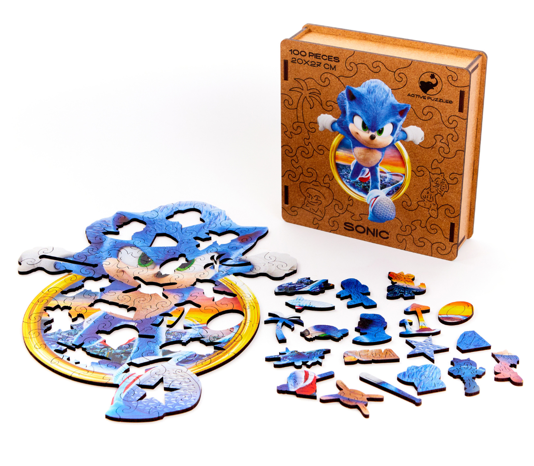 Деревянный пазл Соник