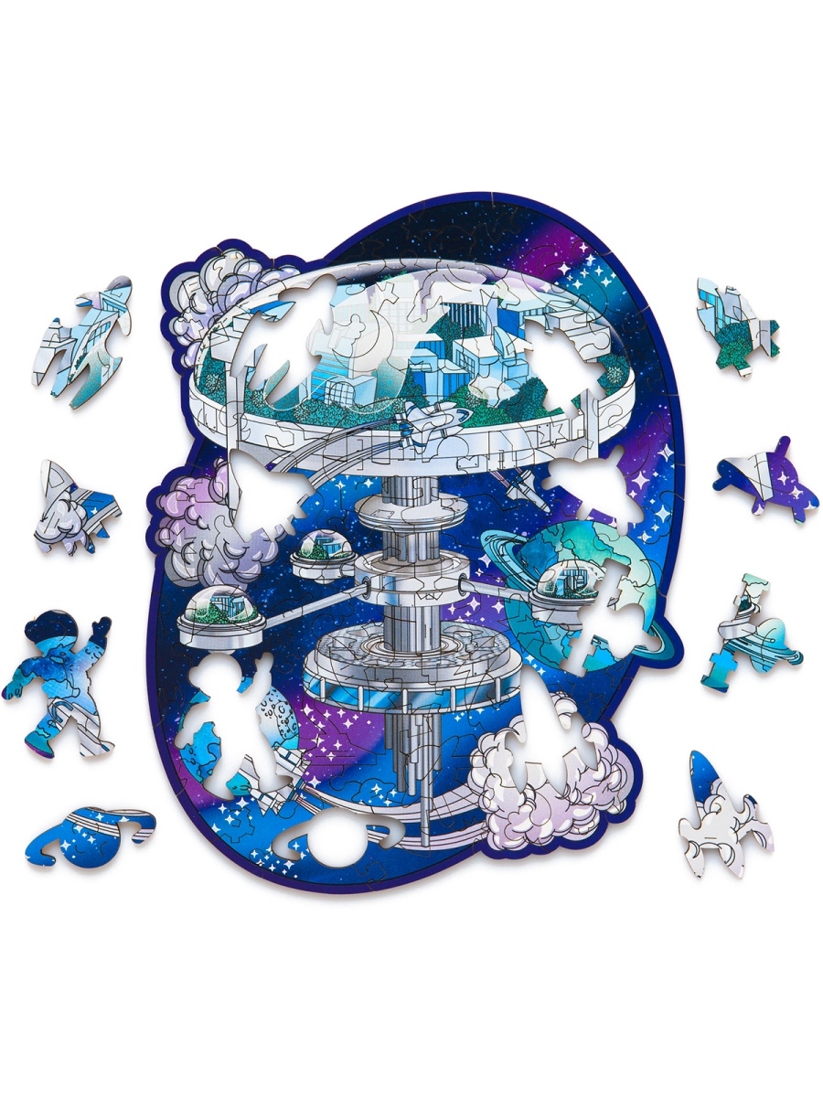 Деревянный пазл Космическая Станция Т 