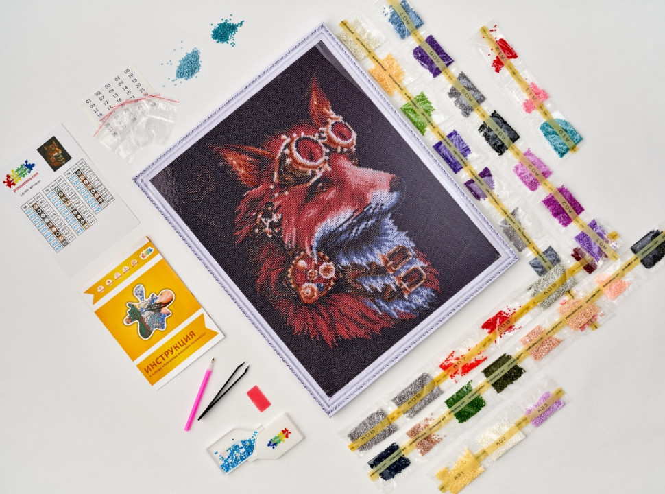 Алмазная мозаика Лиса Стимпанк 40х50 см