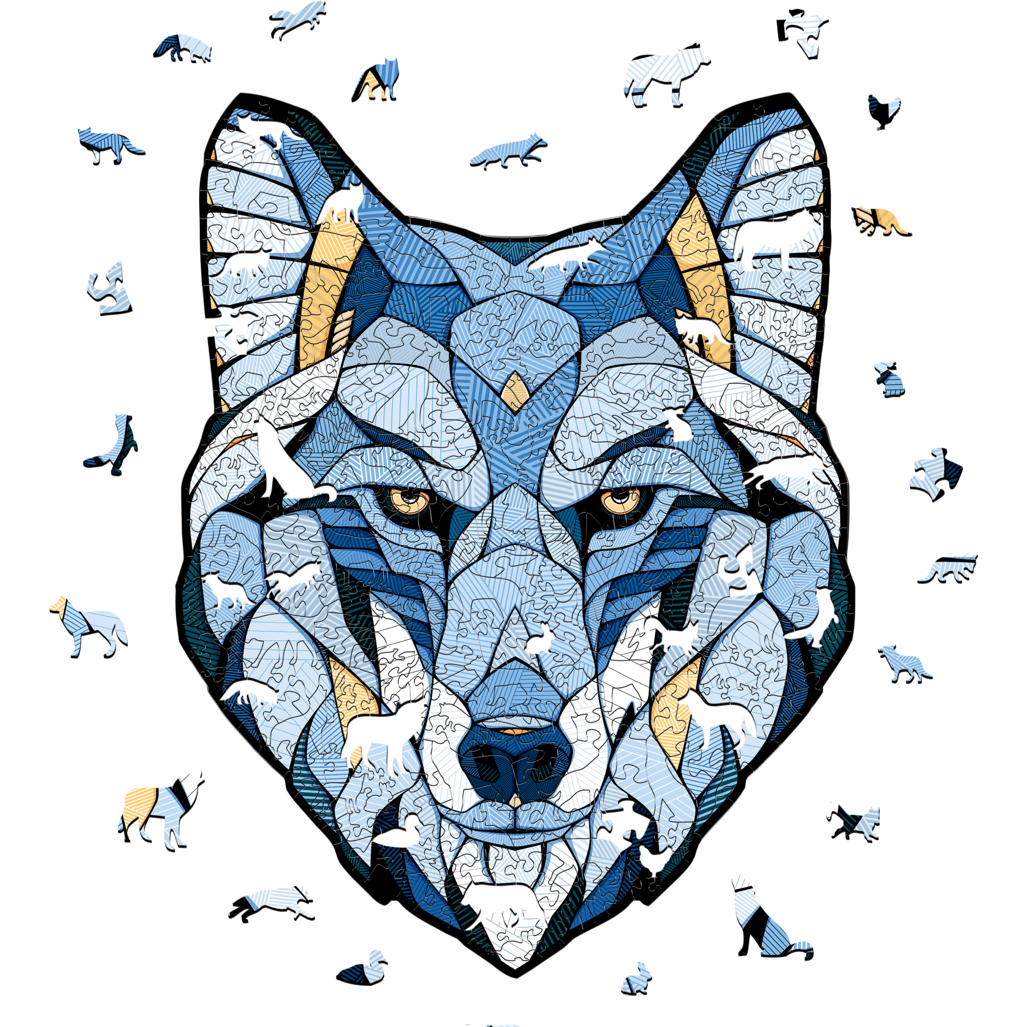 Деревянный фигурный пазл EWA Волк L 50x39 см