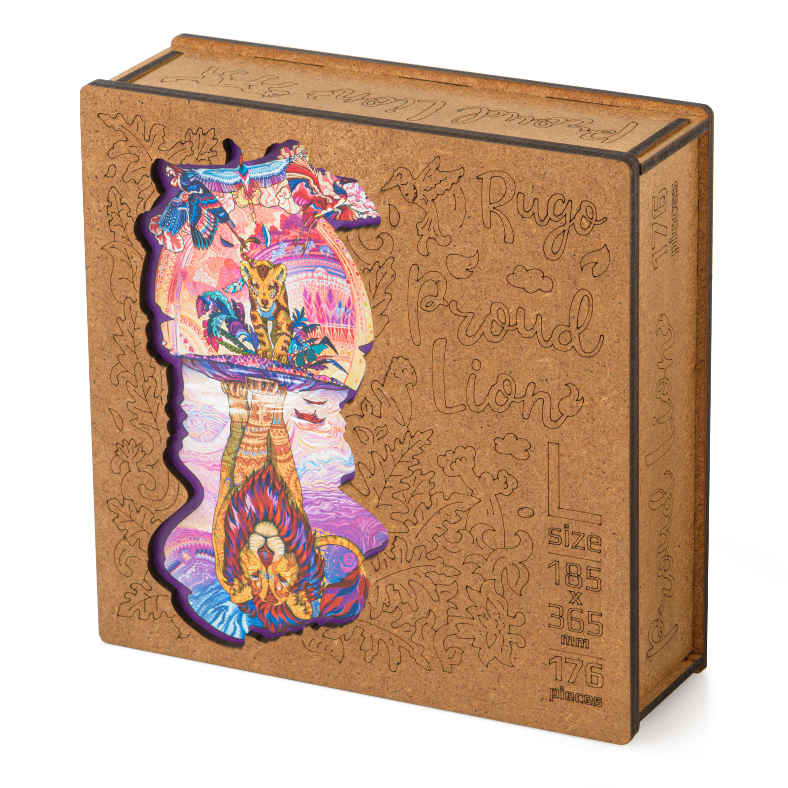 Деревянный пазл Лев 19х37 см, 176  деталей