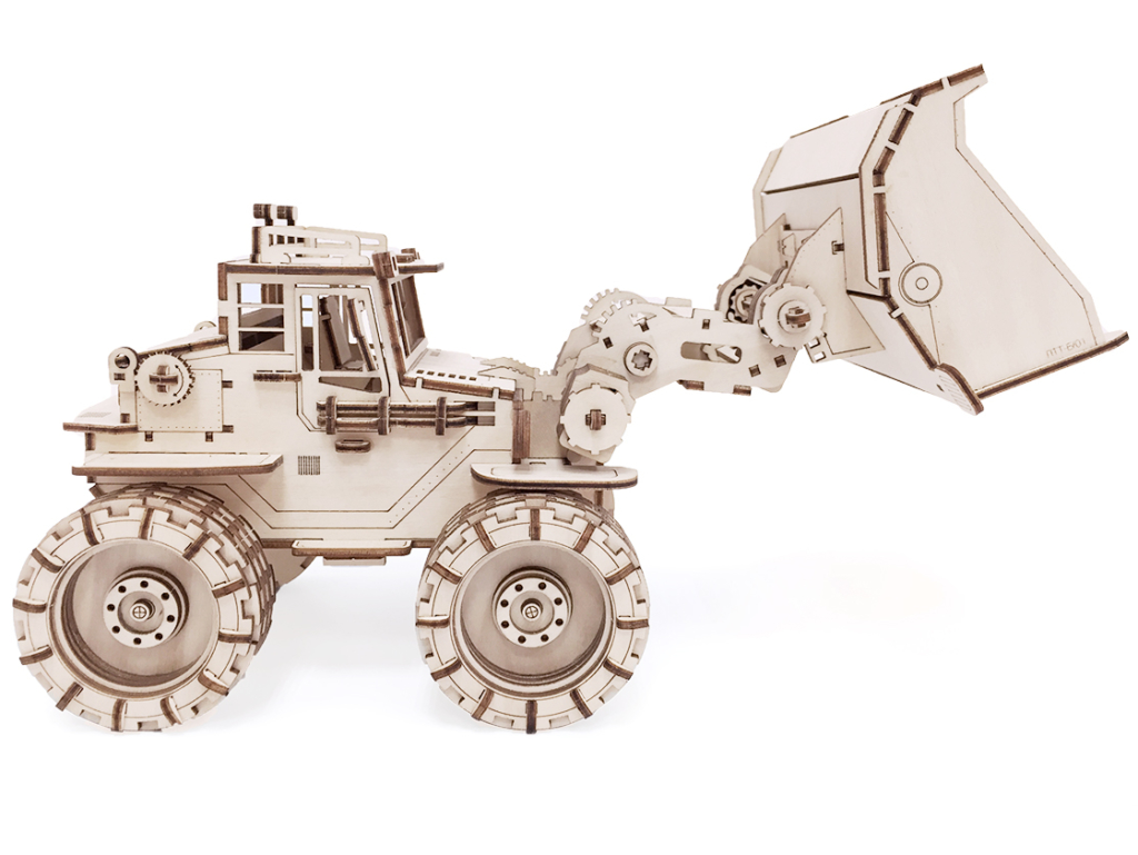 Конструктор 3D деревянный подвижный Lemmo Трактор Бульдог