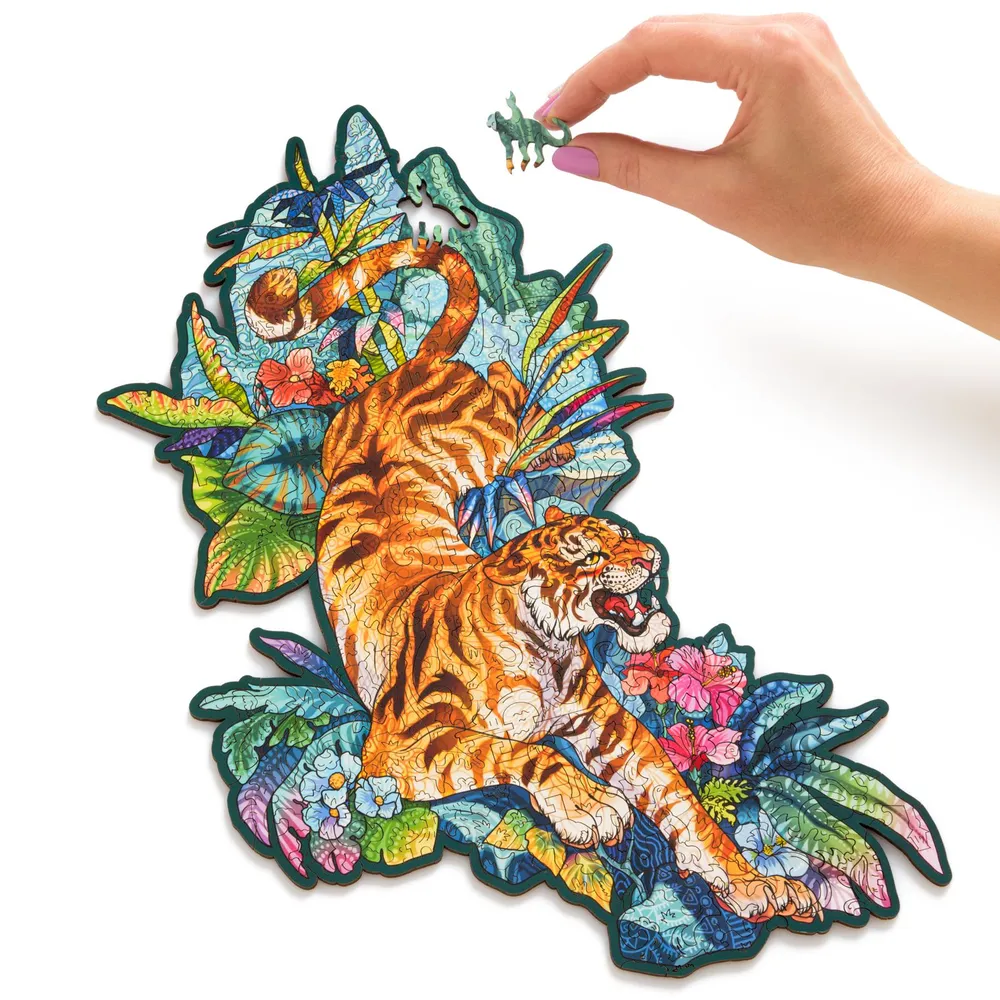 Деревянный пазл Тигр 24х36 см, 185 деталей