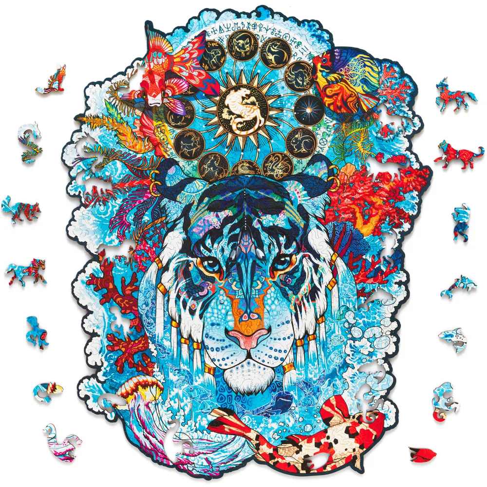 Деревянный пазл Водяной Тигр XL 43х54 см, 500 деталей