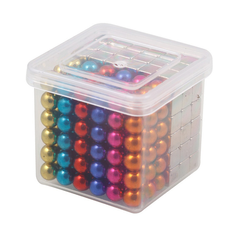 Куб из магнитных шариков 5 мм, 108 стальные кубки + 108 шарики 6 цветов