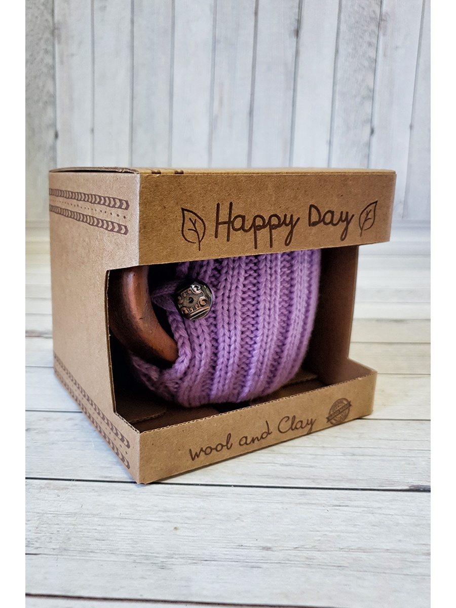 Вязаная кружка с ручкой Сирень