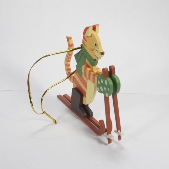 Елочная игрушка Кошка на лыжах 370-1